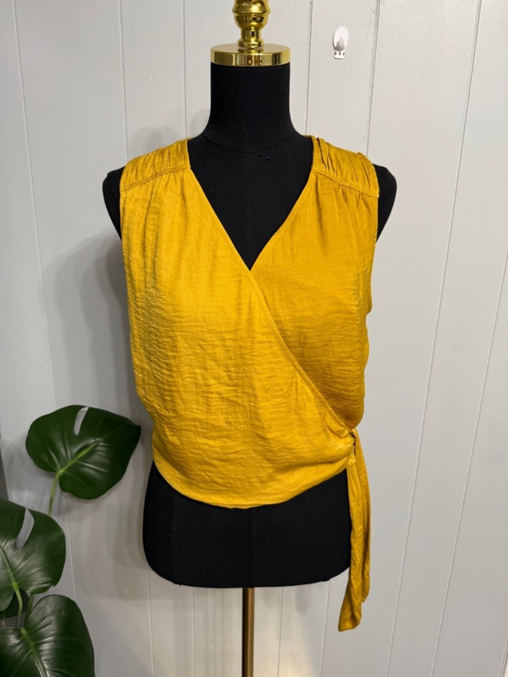 #17) Rachel Zoe Mustard Yellow Wrap Sleeveless Camisole